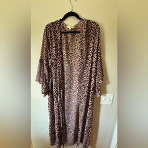 Umgee Kimono Cover Up 2X Cheetah Leopard Animal Print Ruffled Bell Sleeves